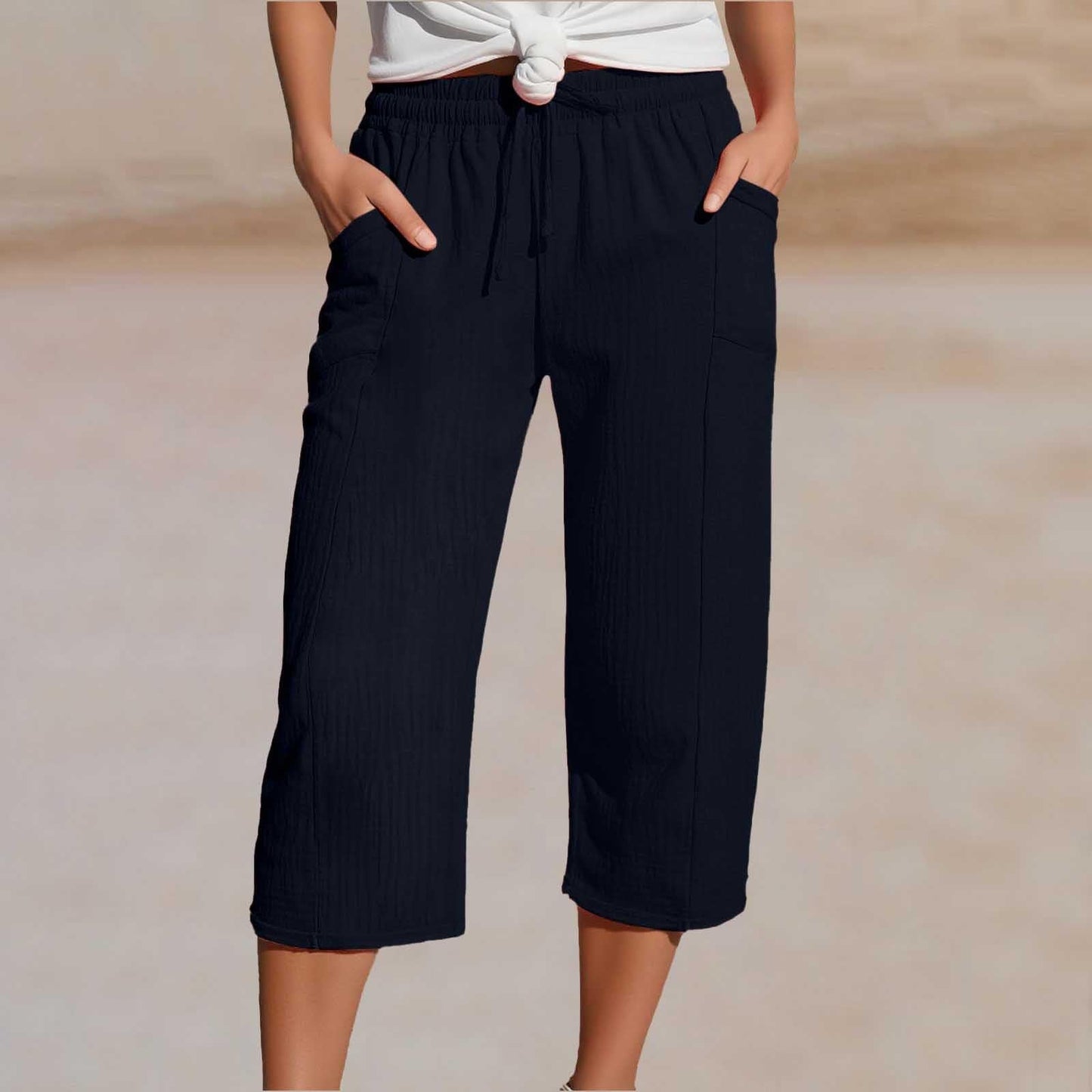 ✨ Leichte Damen-Capri mit Falten & verstellbarem Bund – Premium-Qualität für den Alltag!