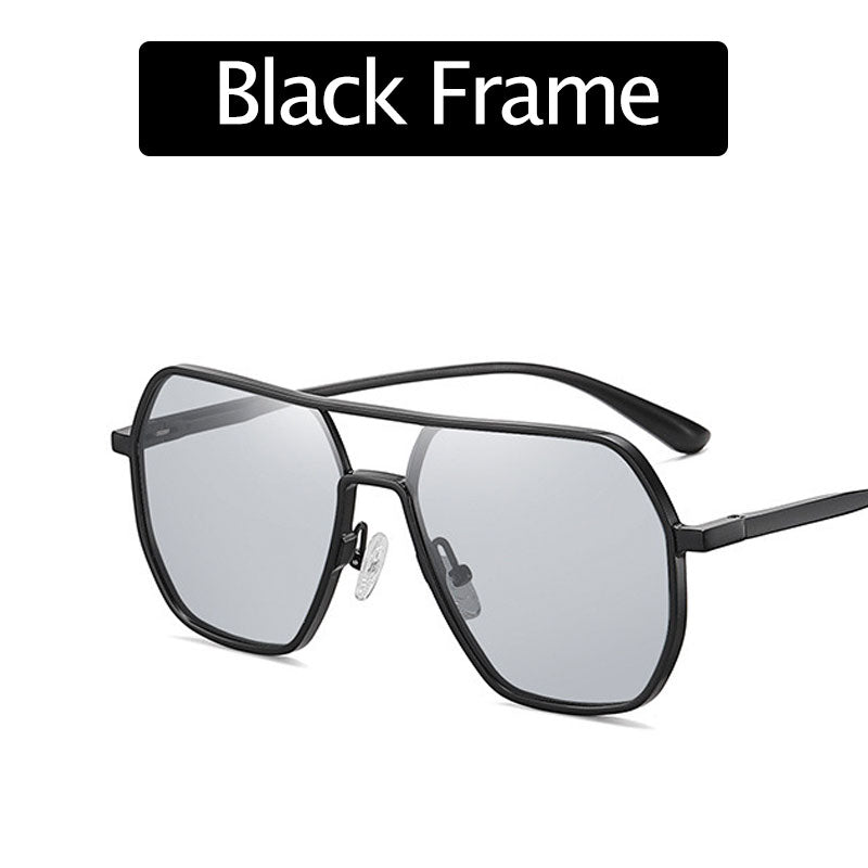 Sonnenbrille mit unregelmäßigem Rahmen und polarisierten Gläsern mit UV-Schut