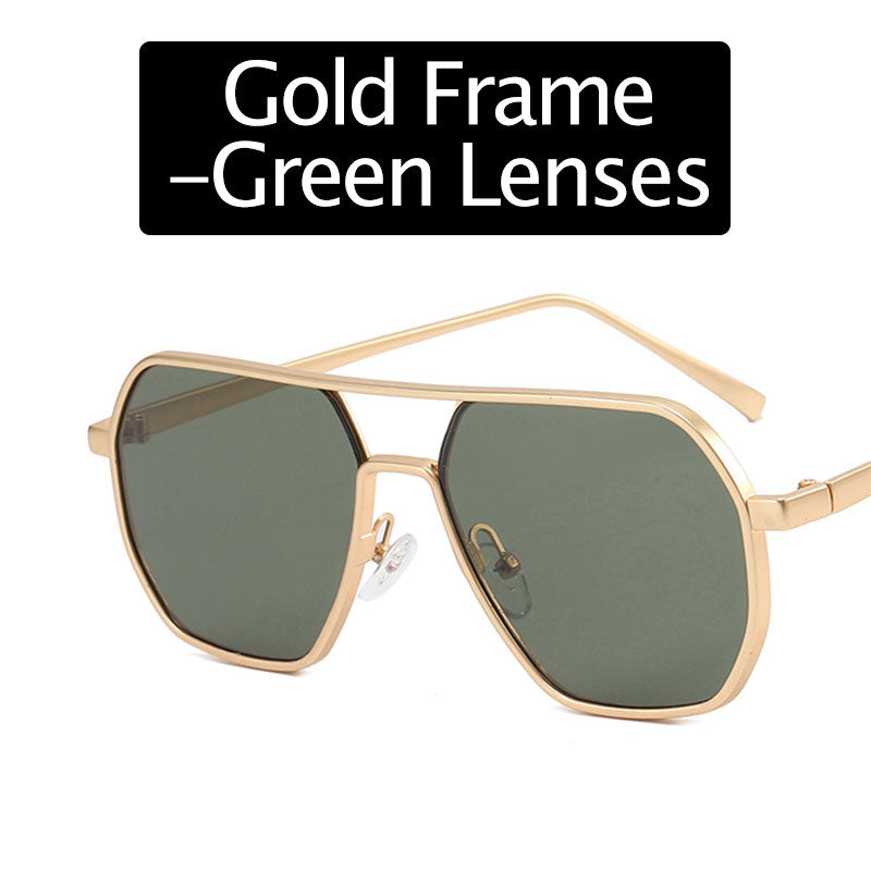 Sonnenbrille mit unregelmäßigem Rahmen und polarisierten Gläsern mit UV-Schut
