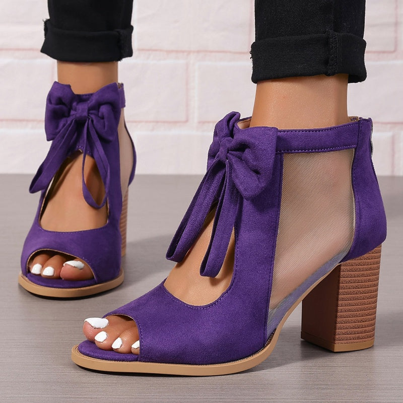 Offene Damen-Schleifen-Sandalen mit klobigem Absatz(đ 50 % Rabatt!)