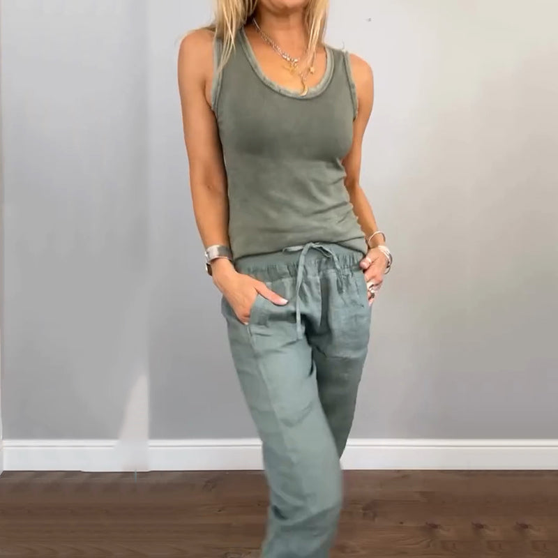 🌿Zweiteiliges Set in Volltonfarbe für Damen