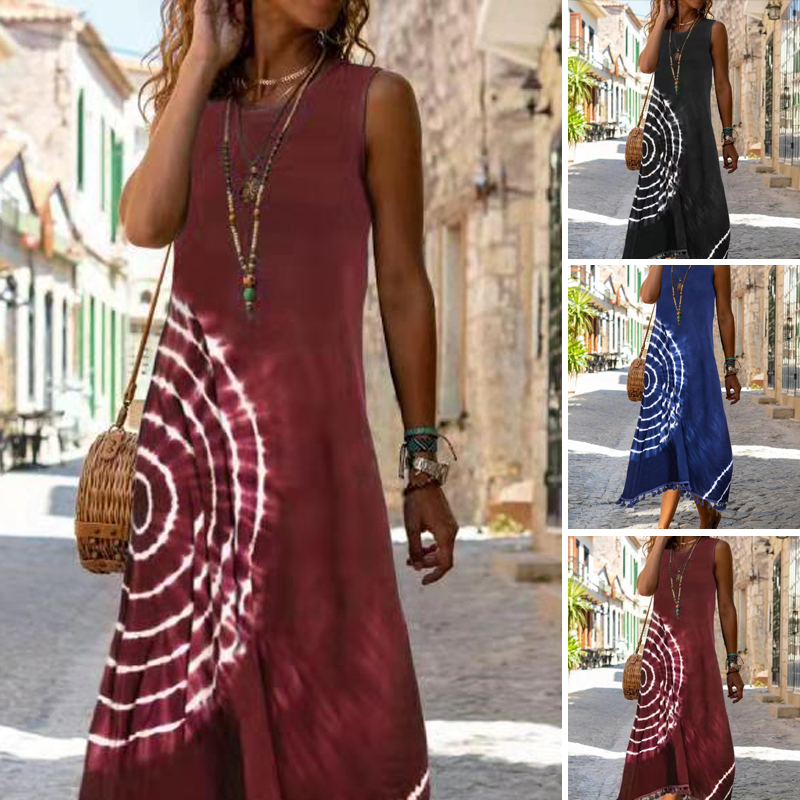 đDamen lĂ€ssiges Ă€rmelloses Midikleid
