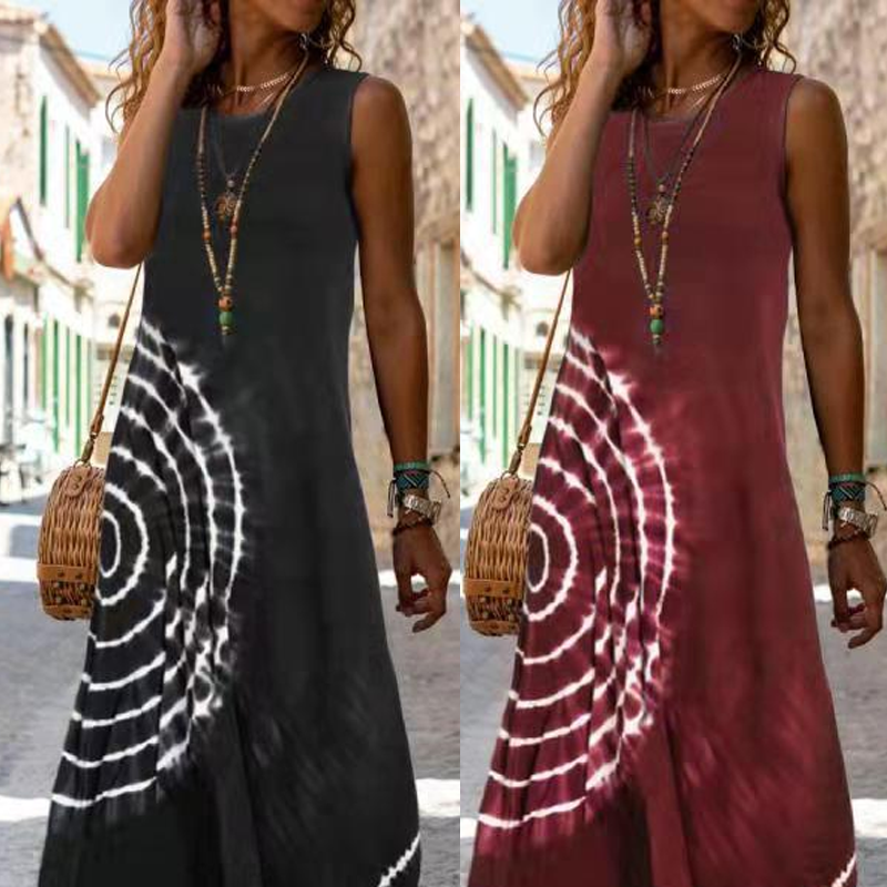 đDamen lĂ€ssiges Ă€rmelloses Midikleid