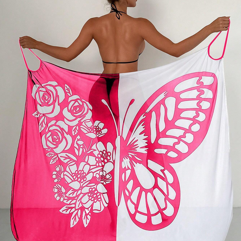 Damen-Badeanzug-Cover-up mit Schmetterlingsmuster