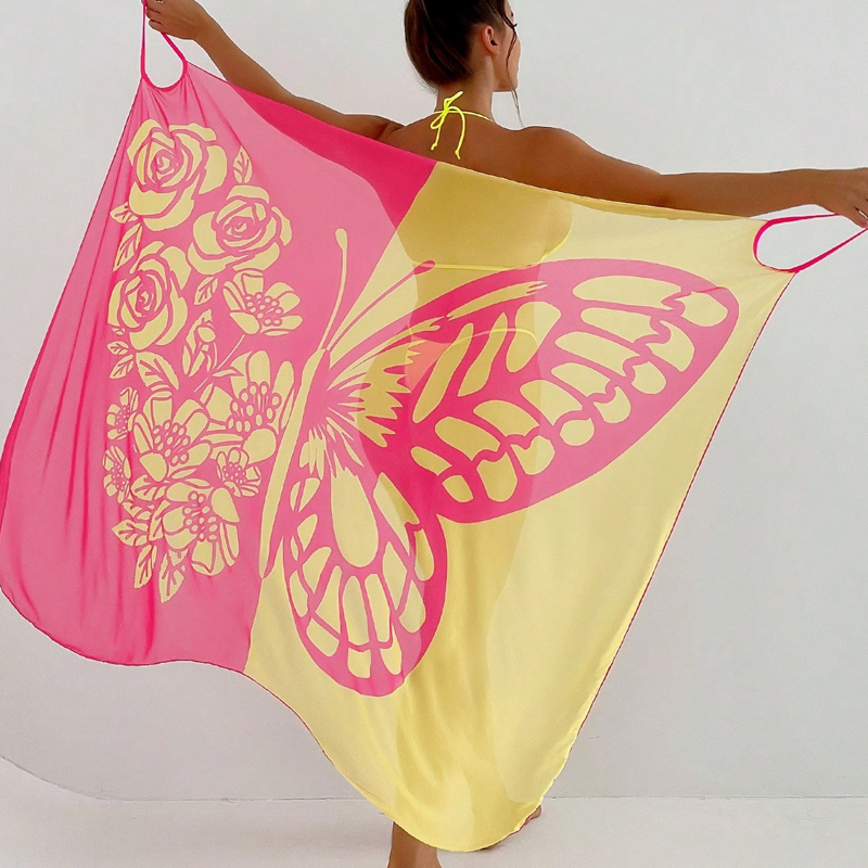 Damen-Badeanzug-Cover-up mit Schmetterlingsmuster