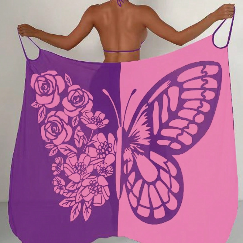 Damen-Badeanzug-Cover-up mit Schmetterlingsmuster