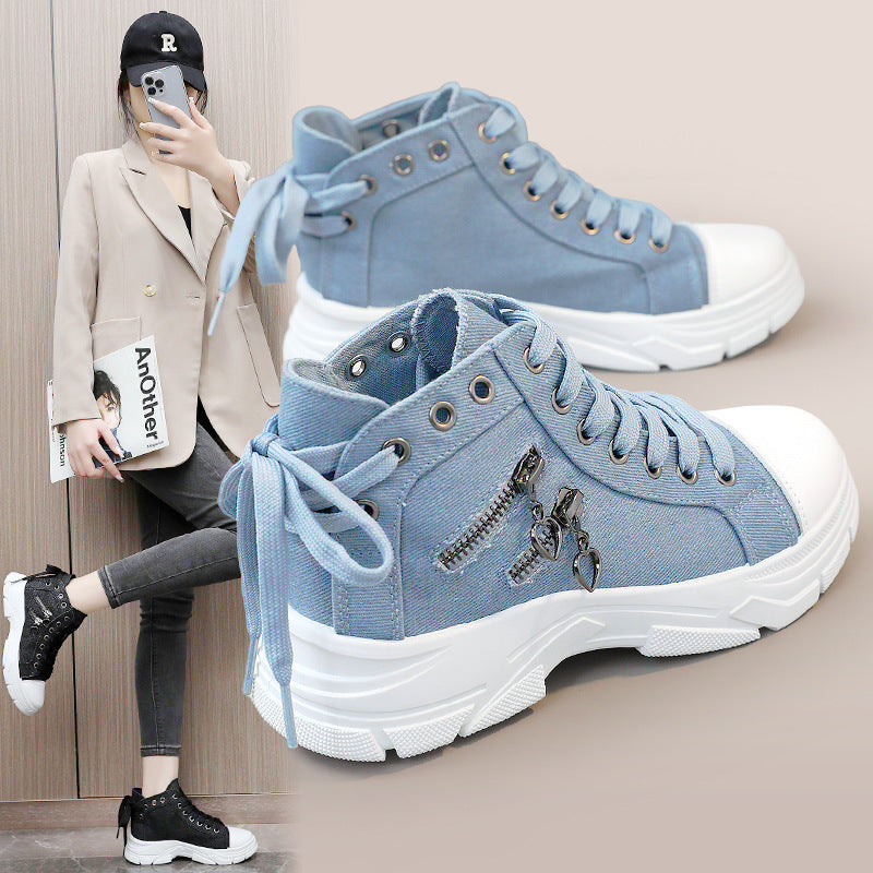 đBegrenzte StĂŒckzahl verfĂŒgbar 50 % RabattđLĂ€ssige Canvas-Schuhe fĂŒr Damen mit dicker Sohle