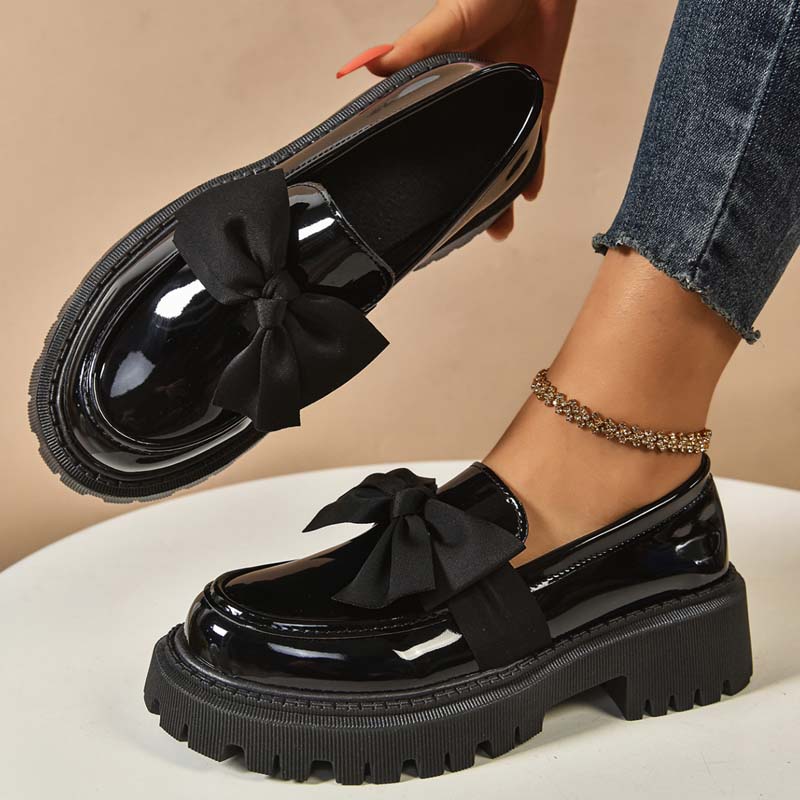 🩷Stilvolle süße Plateau-Loafer mit Schleife
