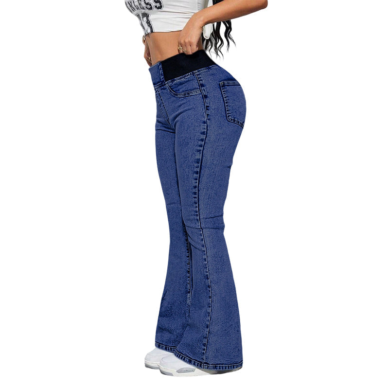 đ„Solange der Vorrat reicht 50 % Rabatt!đDamen High-Waist Schlagjeans aus Stretch-Denim