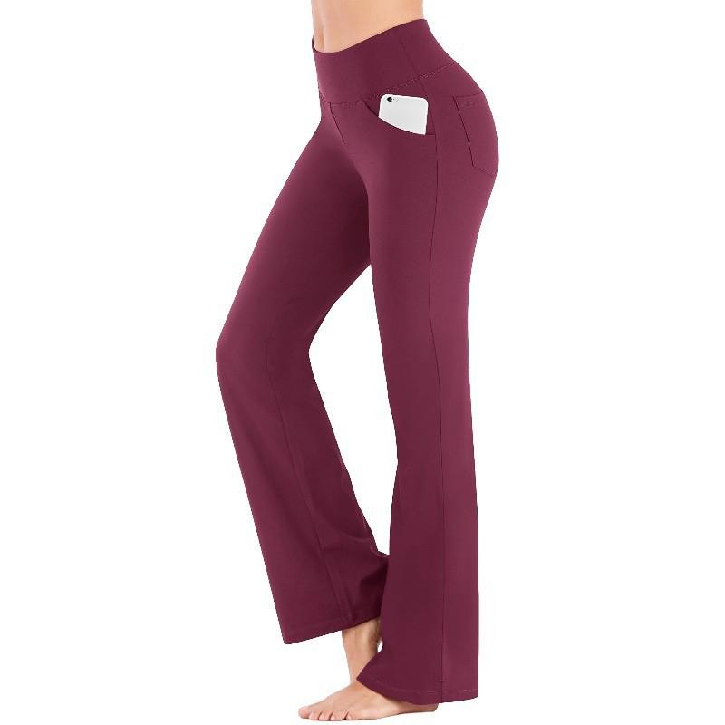 Damen elastische Schlaghose mit hohem Bund
