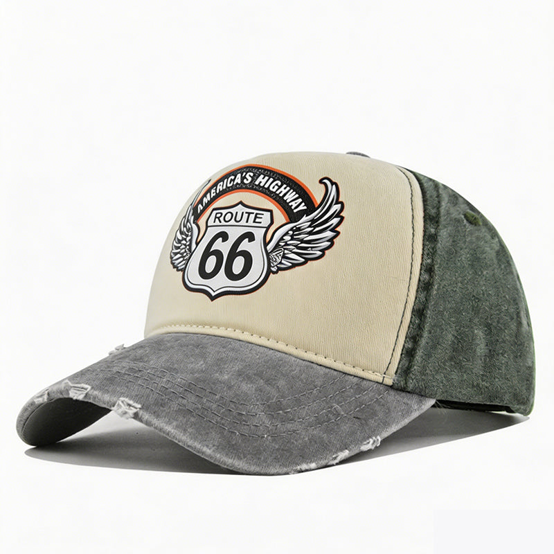 𧢠Vintage Route 66 Baseballkappe â Retro Motorrad-Design, Washed-Optik & Lässiger Stil!