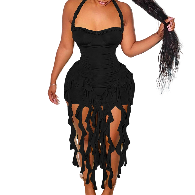 Sexys, figurbetontes rückenfreies Neckholder-Kleid