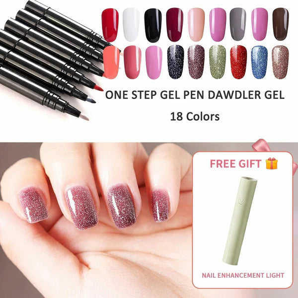 ⏰ BEGRENZTE ZEIT: KAUFE 1 BEKOMME 1 GRATIS! 💅 One Step Gel Nagelstift 18 Farben – Gratis Mini UV Handlampe für Heim-Maniküre
