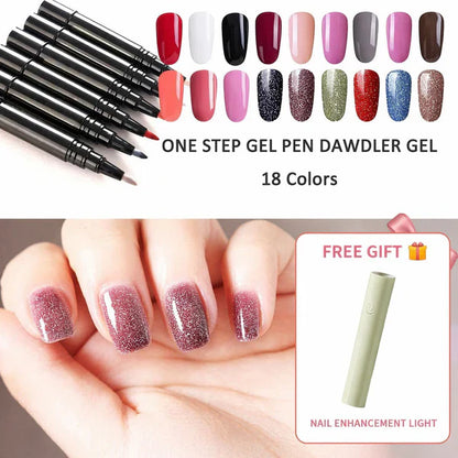 ⏰ BEGRENZTE ZEIT: KAUFE 1 BEKOMME 1 GRATIS! 💅 One Step Gel Nagelstift 18 Farben – Gratis Mini UV Handlampe für Heim-Maniküre