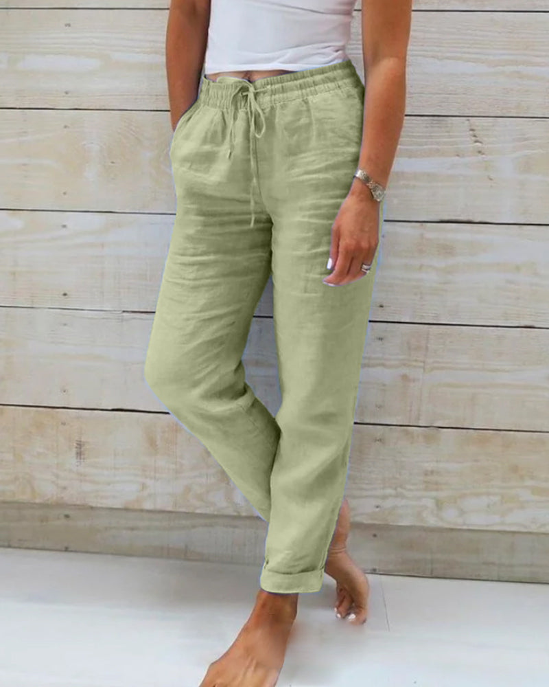👖 55% RABATT! Damen Baumwoll-Leinenhose mit elastischem Bund – Lässig, atmungsaktiv & perfekt für Sommer!