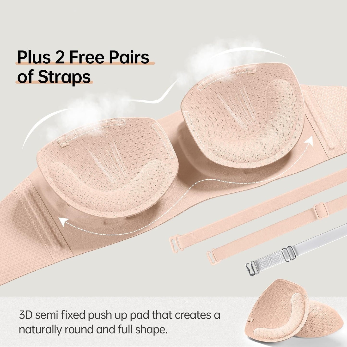 💞Damen-BHs ohne Träger, Push-up-BHs, Bandeau-BHs, rutschfeste, bügellose, stützende, gepolsterte BHs, nahtlose, bequeme Tube-BHs und Jelly-BHs