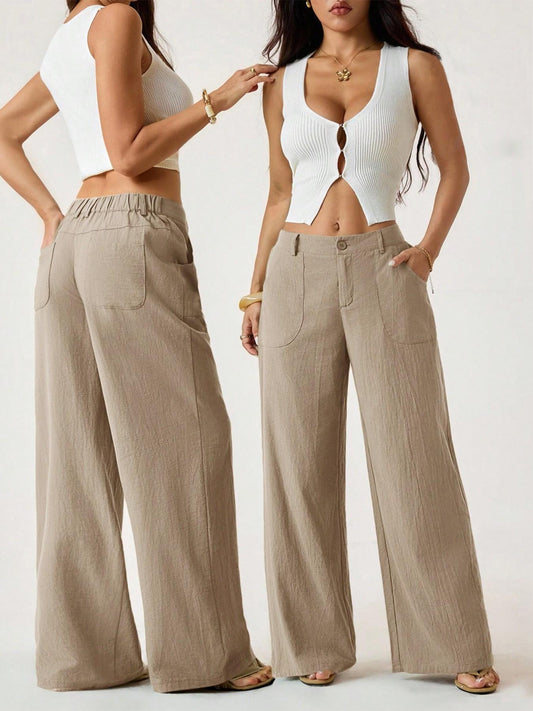 🔥 Neu 2026! 50% Rabatt Damen Leinen-Baumwoll Weite Hose 🤍 Hoher Bund, luftig für Sommer & Alltag