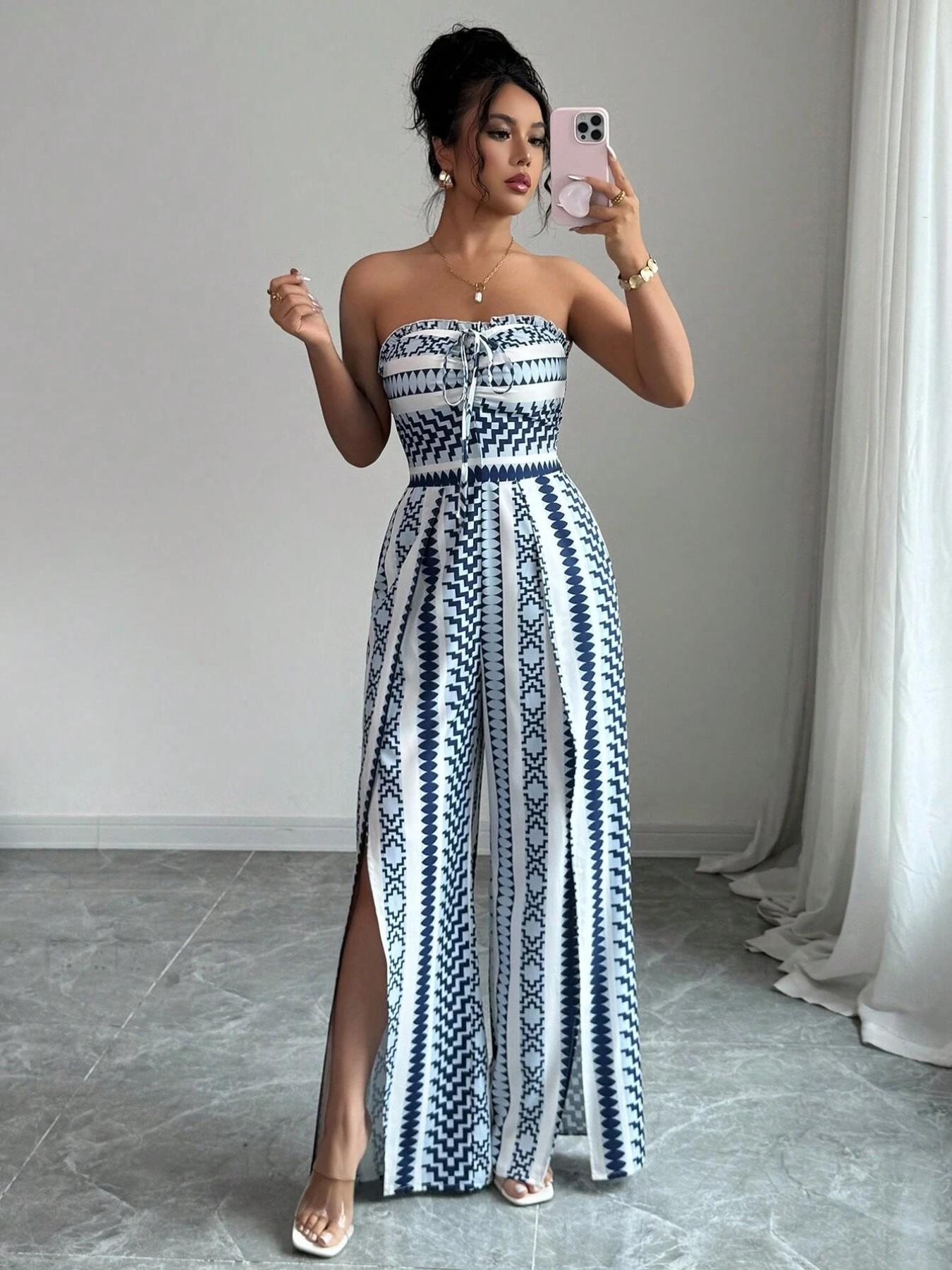 ✨Damen Jumpsuit Schulterfrei Floral im Boho-Stil – Eleganter Sommer-Overall mit Bardot-Ausschnitt – 50% Rabatt