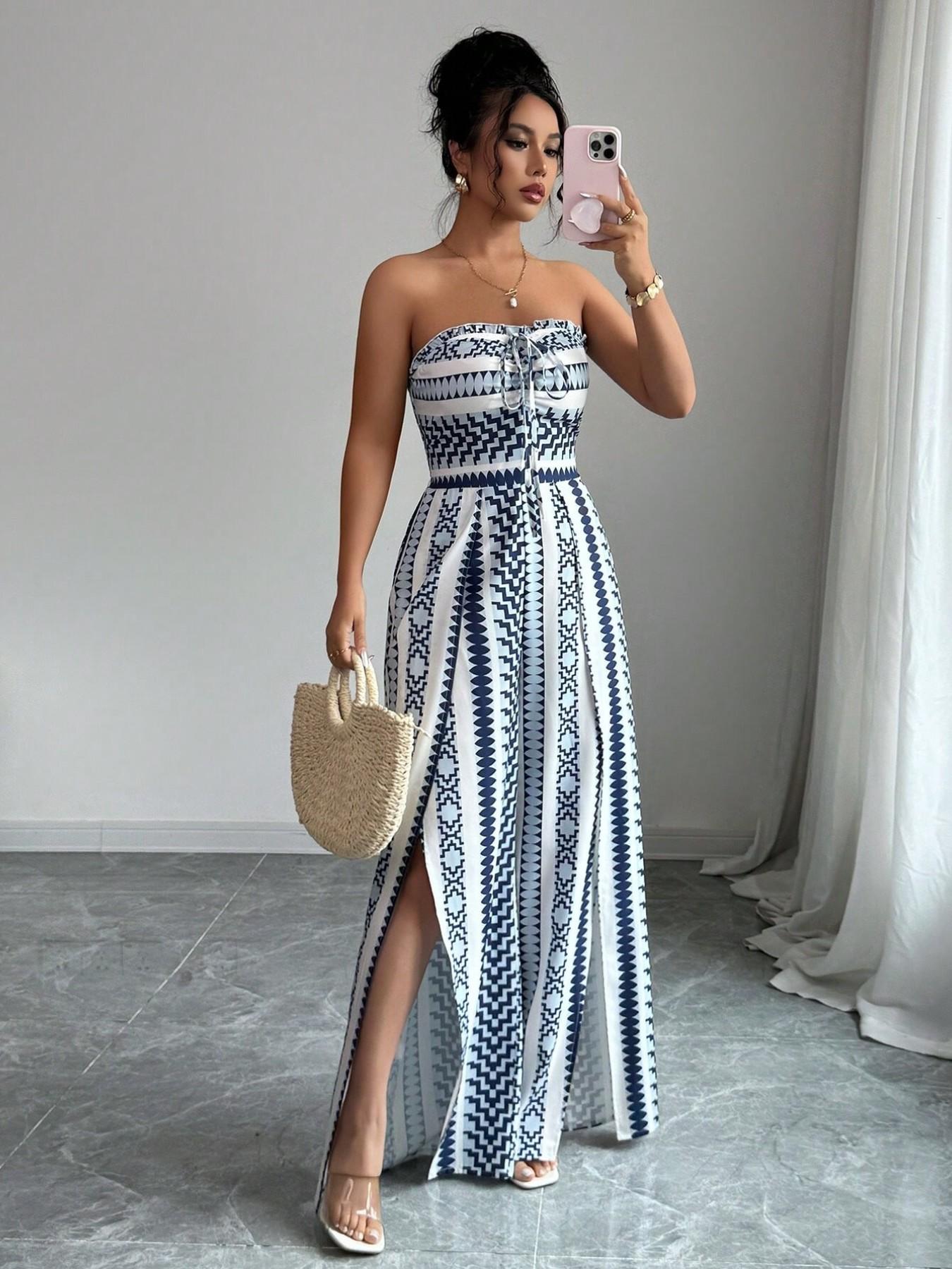 ✨Damen Jumpsuit Schulterfrei Floral im Boho-Stil – Eleganter Sommer-Overall mit Bardot-Ausschnitt – 50% Rabatt