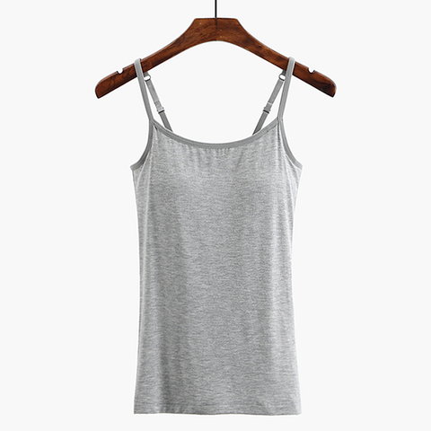 ☀️ 50 % RABATT FÜR BEGRENZTE ZEIT! 👚 Damen Tanktop mit integriertem BH – Verstellbare Träger, elastischer Stoff und runder Ausschnitt für Alltag & Layering 🤍