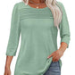 💕Kaufen Sie zwei Stücke mit 5% Rabatt👚Damen T-Shirt mit Faltendetails und 3/4-Ärmeln im lässigen Stil🌞