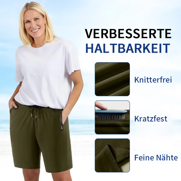 🎉⏳Unisex Eisside-Knie-Shorts aus schnelltrocknendem Stretchstoff – Luftige Freizeithose mit Taschen für Sport & Sommeralltag