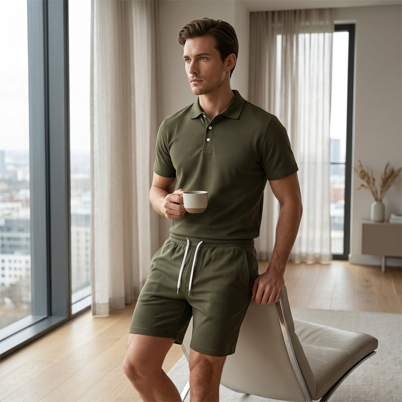👔 Lässiges Herren Polo & Shorts Set ✨ Sommerliches 2-teiliges Freizeit-Outfit für Strand, Stadt & Urlaub