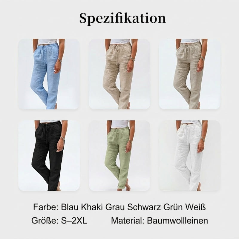 👖 55% RABATT! Damen Baumwoll-Leinenhose mit elastischem Bund – Lässig, atmungsaktiv & perfekt für Sommer!