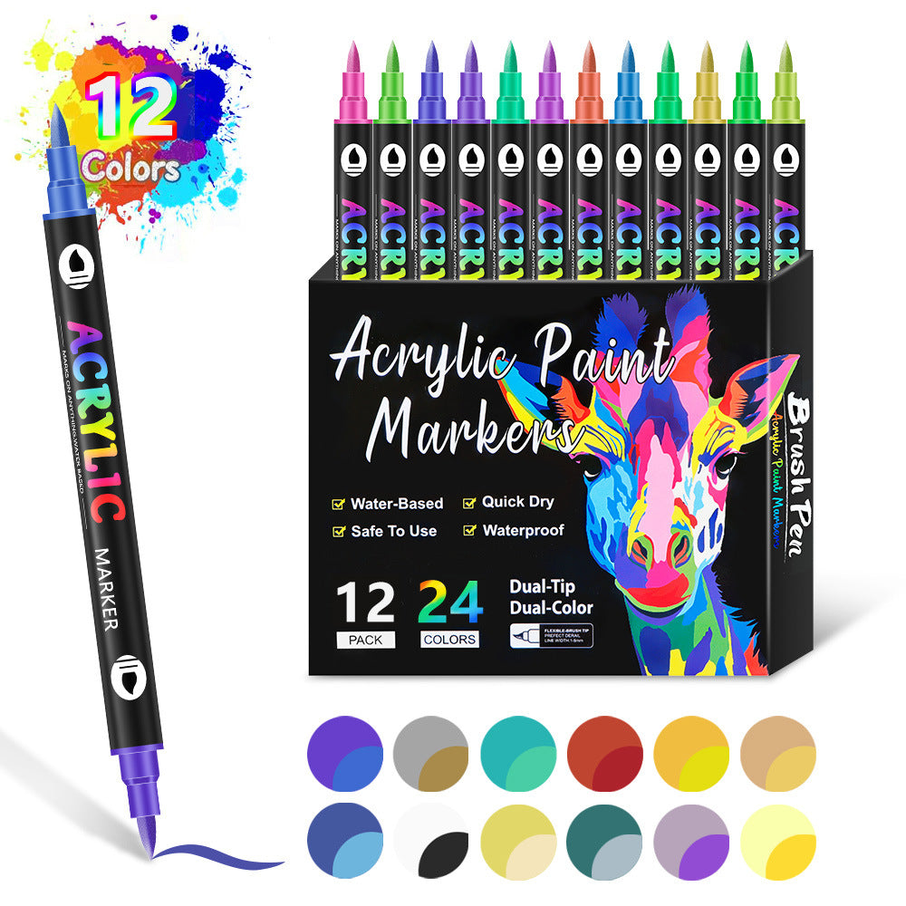 🔥 50 % RABATT! 🌈🖌️ Acrylstift-Marker mit zwei Spitzen – Farbenfroh & vielseitig ✨🎨