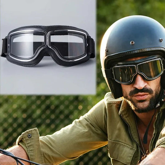 🏍️ 50% RABATT! Vintage Motorradbrille – Mit UV-Schutz, antibeschlagend & verstellbarem Riemen!