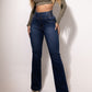 👖💕 Stretch-Schlagjeans mit hohem Bund – Perfekt für den Frühling! ✨ Bequem, schlank, nachhaltig 👖 Ideal für Alltag & Freizeit.