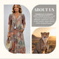 🔥 Letzter Tag! 50% Rabatt Damen Leopard Midikleid mit V-Ausschnitt 🐆 Lässiger Safari-Chic mit Taschen für Alltag & Freizeit