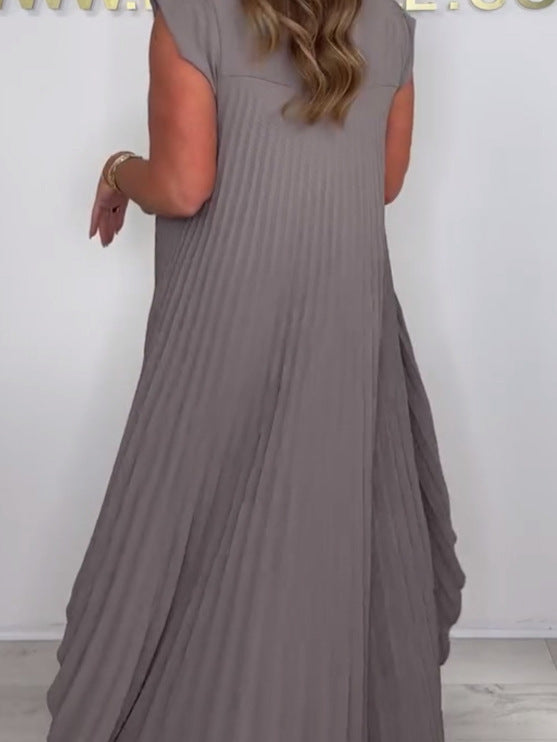 Laney plissiertes, unregelmäßiges Midi-Oberteil mit kurzen Ärmeln und Hose mit weitem Bein und elastischer Taille