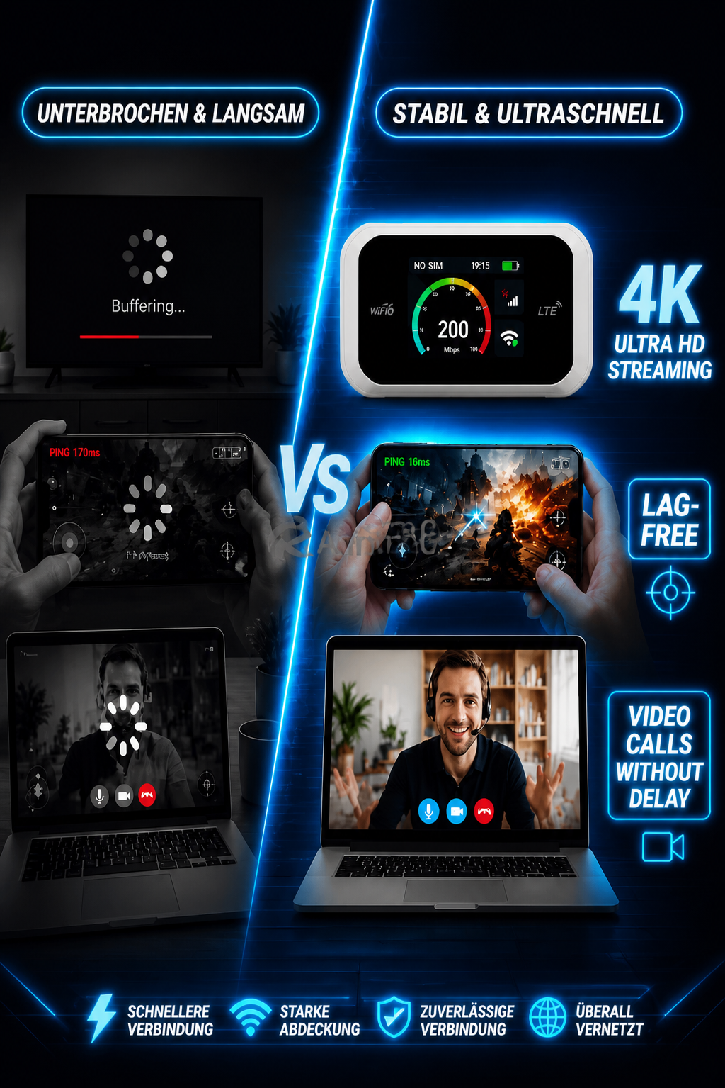 📶 ÜBER 100.000 STÜCKE VERKAUFT! 50% RABATT – Mobiler WiFi 6 LTE Hotspot Router – Ohne langfristige Verträge, stabile Netzverbindung für Camping, Reisen & Zuhause