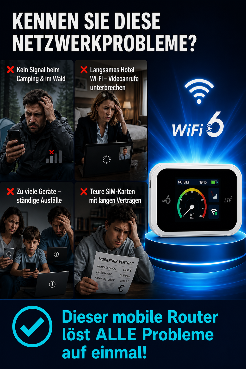 📶 ÜBER 100.000 STÜCKE VERKAUFT! 50% RABATT – Mobiler WiFi 6 LTE Hotspot Router – Ohne langfristige Verträge, stabile Netzverbindung für Camping, Reisen & Zuhause