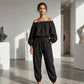 🖤 40% RABATT! Damen Off-Shoulder Jumpsuit aus Leinen – Lässig, elegant & für jeden Tag!