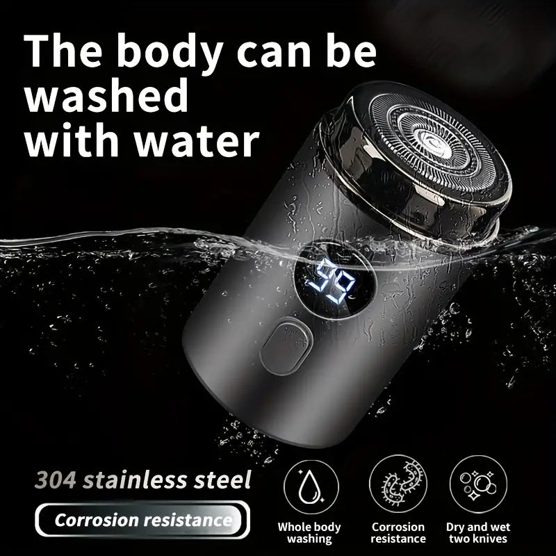 🪒 Mini Elektrorasierer ✨ Wasserdichter Reise Rasierer aus 304-Edelstahl | Nass&Trocken Mini Rasierapparat mit Digitalanzeige für Herren Unterwegs