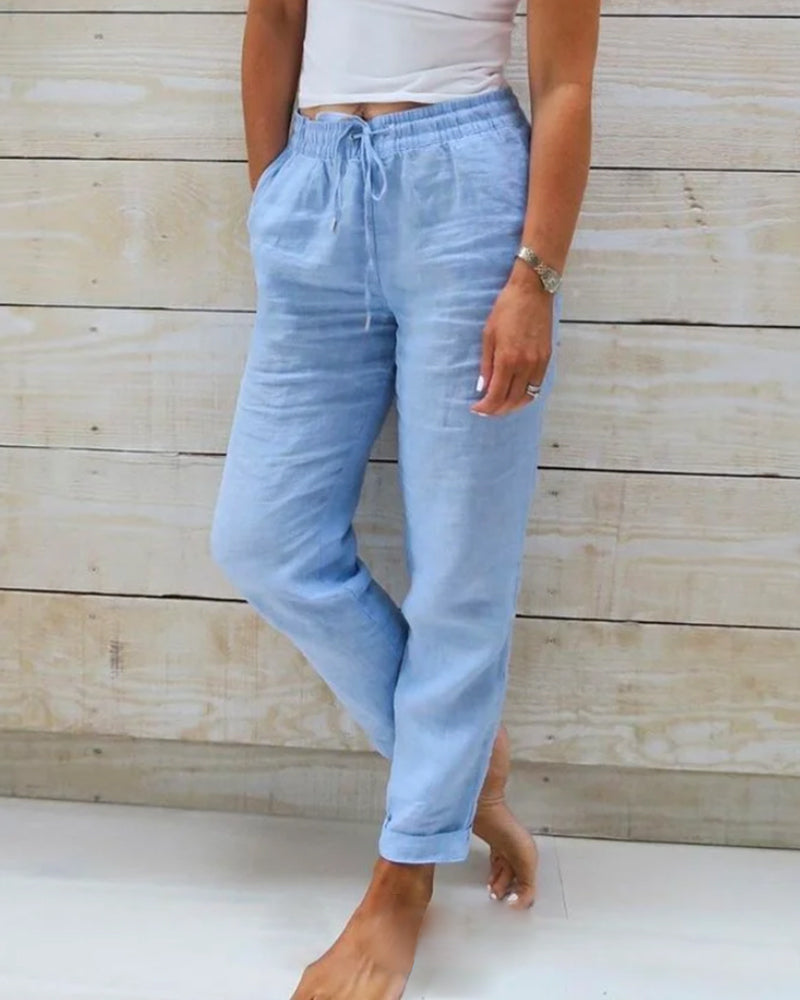 👖 55% RABATT! Damen Baumwoll-Leinenhose mit elastischem Bund – Lässig, atmungsaktiv & perfekt für Sommer!