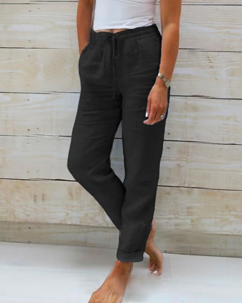 👖 55% RABATT! Damen Baumwoll-Leinenhose mit elastischem Bund – Lässig, atmungsaktiv & perfekt für Sommer!