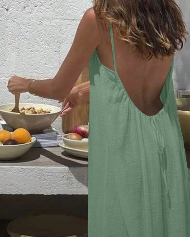 💃LETZTER TAG DES SALE – 50 % RABATT!!✨Einfarbiges rückenfreies Cami-Kleid für Damen💕