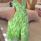 💃Heiss 50% Rabatt🔥Kostenloser Versand - Bequemes V-Ausschnitt Blumenkleid🌷