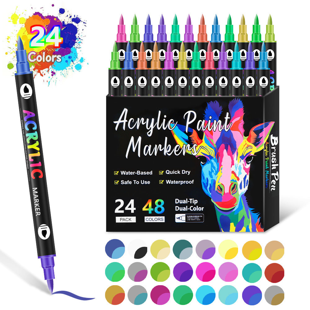 🔥 50 % RABATT! 🌈🖌️ Acrylstift-Marker mit zwei Spitzen – Farbenfroh & vielseitig ✨🎨