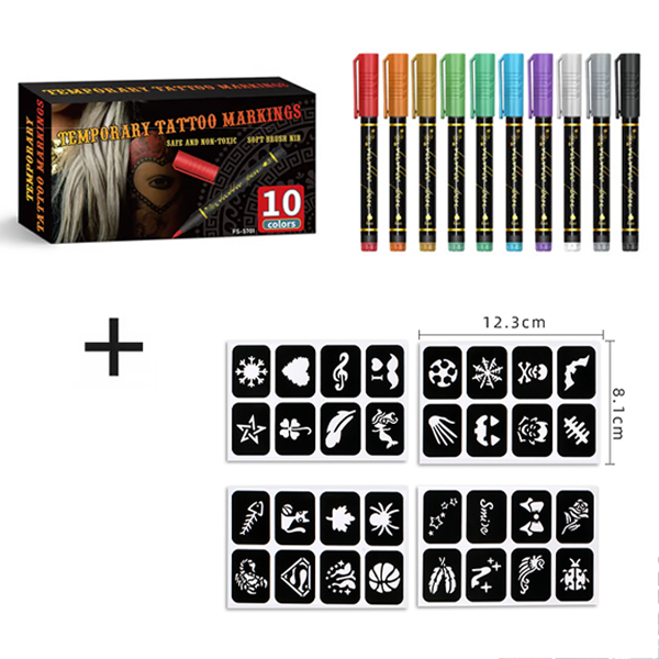 🎨50% OFF NOW! Temporary Tattoo Markers for Skin – Long-Lasting Waterproof Body Art Tattoo Pens, DIY Temporary Tattoo Kit for Parties, Festivals, Halloween & Cosplay
