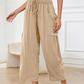 ☀️ 50 % RABATT FÜR BEGRENZTE ZEIT! 👖 Damen Leinen-Optik Weitbein Freizeithose – Elastischer Kordelbund, große Taschen, luftig für Sommer & Urlaub 🤎