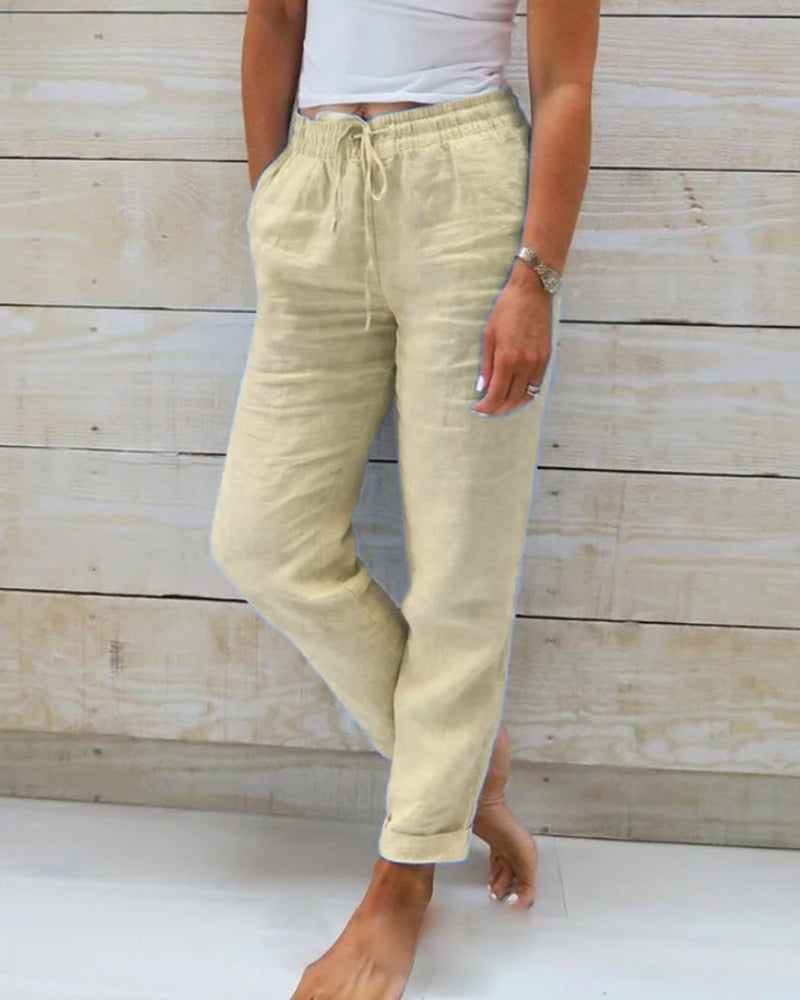 👖 55% RABATT! Damen Baumwoll-Leinenhose mit elastischem Bund – Lässig, atmungsaktiv & perfekt für Sommer!