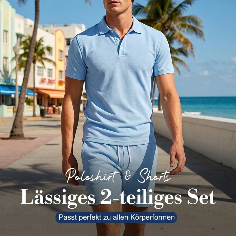 👔 Lässiges Herren Polo & Shorts Set ✨ Sommerliches 2-teiliges Freizeit-Outfit für Strand, Stadt & Urlaub