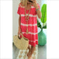Batik-Streifen Kurzarm Loose T-Shirt-Kleid