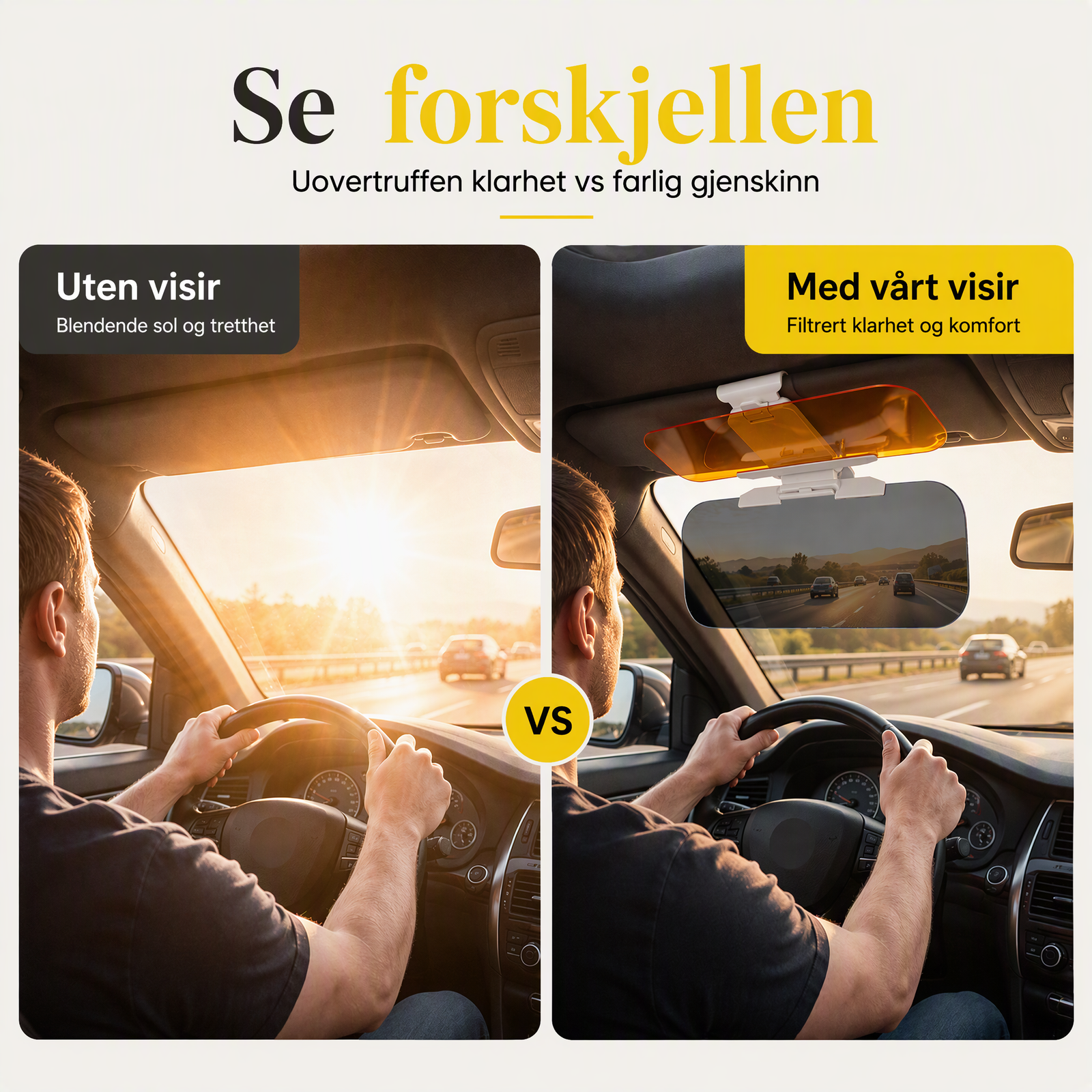 🚗 Anti-blendings solskjerm for bil – 2-i-1 dag/natt, justerbar, PVC. Tryggere kjøring i sol og mørke! ✨🛡️