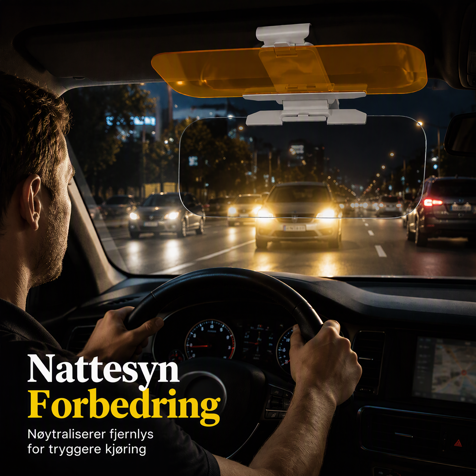 🚗 Anti-blendings solskjerm for bil – 2-i-1 dag/natt, justerbar, PVC. Tryggere kjøring i sol og mørke! ✨🛡️