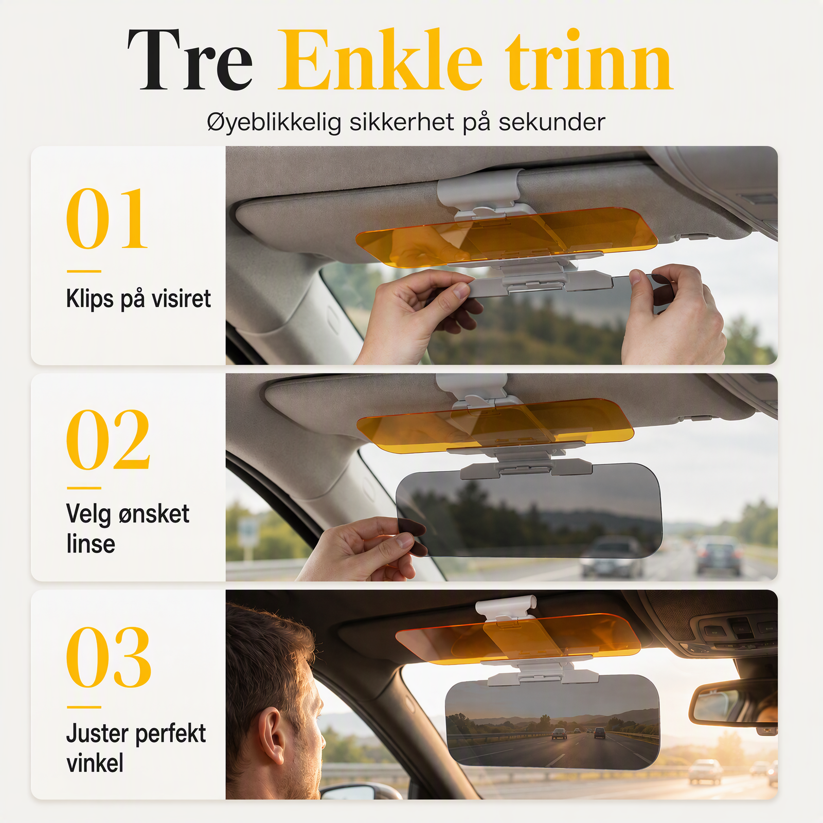 🚗 Anti-blendings solskjerm for bil – 2-i-1 dag/natt, justerbar, PVC. Tryggere kjøring i sol og mørke! ✨🛡️